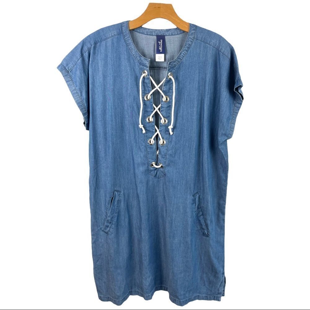 Swimsuits For All Tencel Blue Lace Up Cover Up Dress Size 10/12 - Picture 2 of 6